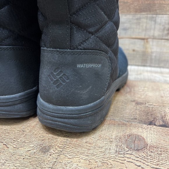 Columbia Womens Black Suede Waterproof Faux Fur Winter Boots Slip On Size 7 - Picture 4 of 6